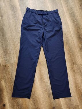 RLX performance pants Men's 32x32 Navy Blue polyester slash pocket Golf wicking